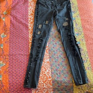 Stylish Black Distressed Skinny Pants